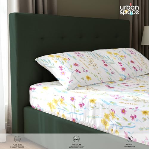 Urban Space Serene 200 Tc Cotton Floral Bedsheet for King Bed, Cotton King Bedsheet with 2 Pillow Covers (Iris Blue, Size 108 X 108 Inches) - Image 4