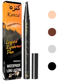 Kanza Liquid Eyebrow Pencil #02 Dark Brown Waterproof Long Lasting Brow Pencil with 4 Tip Microblade Eyebrow Pen Long Lasting 4 Fork Liquid Smudge Proof Eyebrow Pencil Natural Eye Brow Pencil  - Image 4