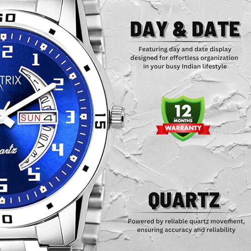 Matrix Luxury Collection Analogue Men's Stainless Steel Watch(Blue Dial Black Colored Strap) - Image 4