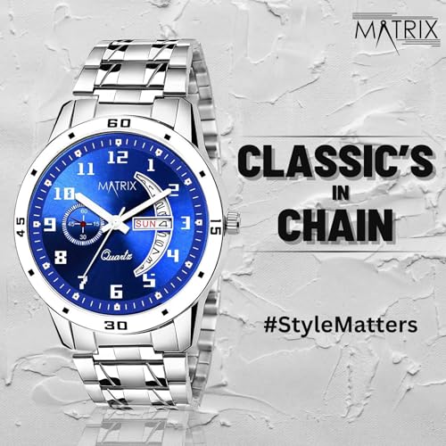 Matrix Luxury Collection Analogue Men's Stainless Steel Watch(Blue Dial Black Colored Strap) - Image 2