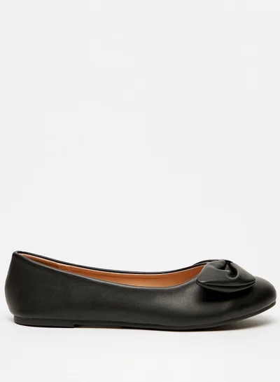 shoexpress Solid Round Toe Ballerinas with Bow Applique Detail