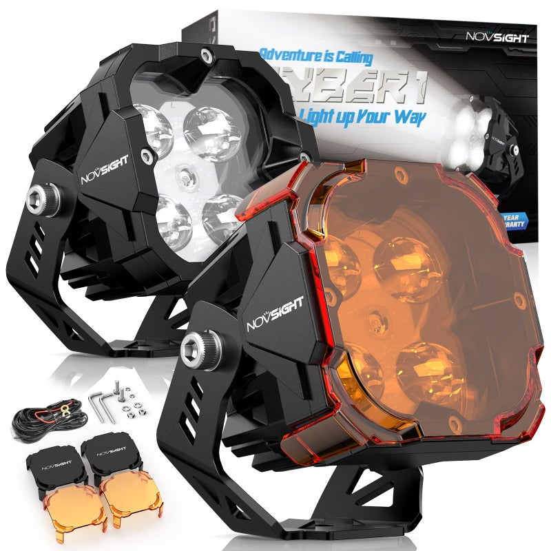 أضواء ضباب LED من NOVSIGHT 3 إنش SAE مجموعة أضواء LED للطرق الوعرة مع أغطية 80 واط ساطعة للغاية مقاومة للماء لأضواء الضباب للسيارات والشاحنات وجيب وبيك أب ورام وSUV وATV