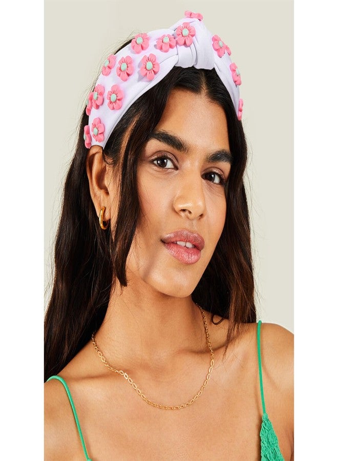 PHALIN Flower Headbands for Women Spring Summer Headbands Tropical Pink Floral Knotted Headband Summer Beach Hair Accessories Vacation Headwear Gifts (Flower) - Image 3