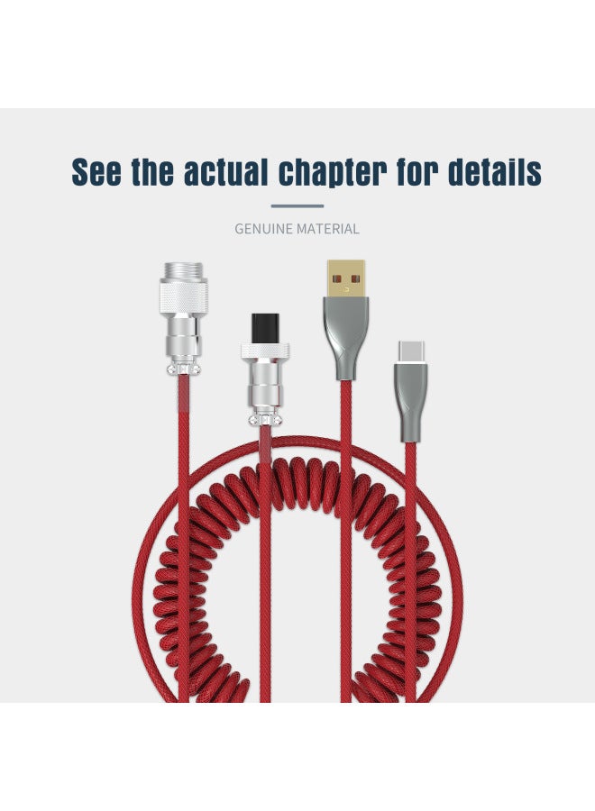 Airplug TYPE-C Interface Cable Removable Mechanical Game Keyboard Metal USB Head Braided Stretchable Data Cable-Color:Airline-Fuchsia - Image 4