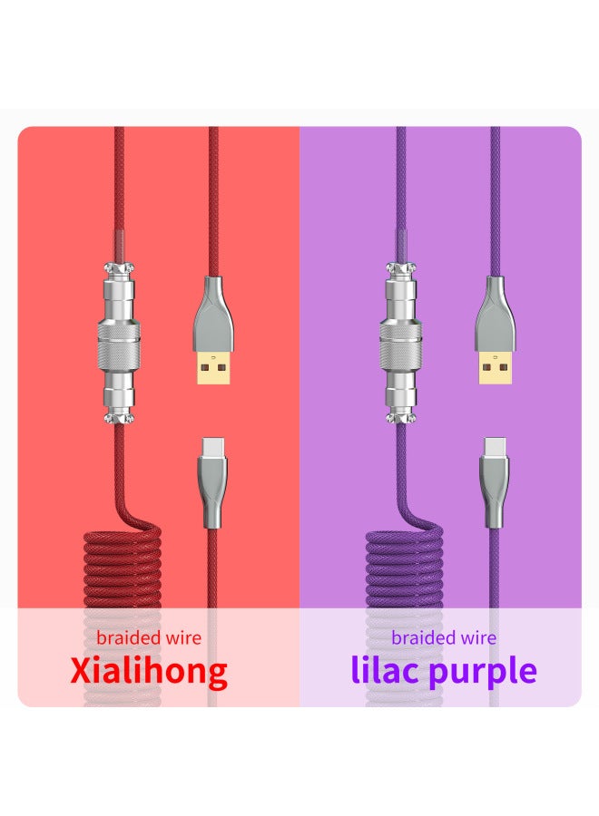 Airplug TYPE-C Interface Cable Removable Mechanical Game Keyboard Metal USB Head Braided Stretchable Data Cable-Color:Airline-Fuchsia - Image 5
