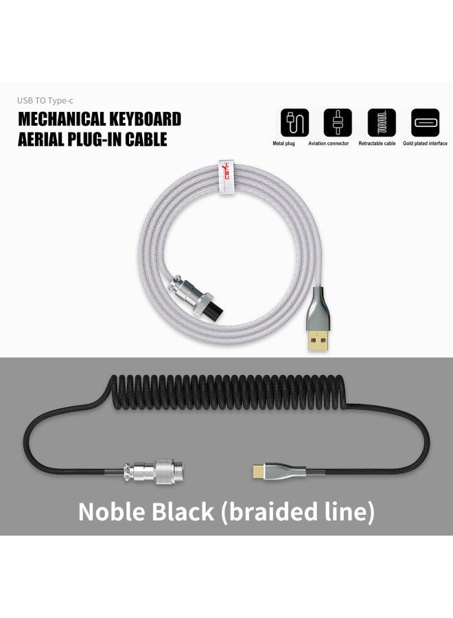 Airplug TYPE-C Interface Cable Removable Mechanical Game Keyboard Metal USB Head Braided Stretchable Data Cable-Color:Airline-Fuchsia - Image 2