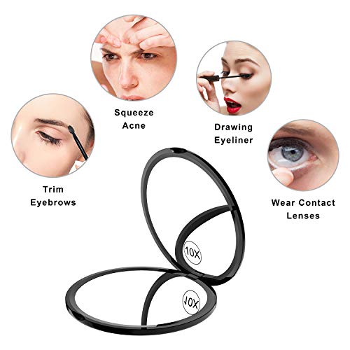 Benbilry Compact Travel Makeup Mirror with 10X Magnification for Purses, 4 Inch Double Sided Portable Folding Small Pocket Mirror Black - Image 5