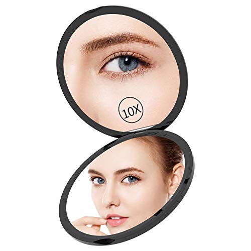 Benbilry Compact Travel Makeup Mirror with 10X Magnification for Purses, 4 Inch Double Sided Portable Folding Small Pocket Mirror Black - Image 4