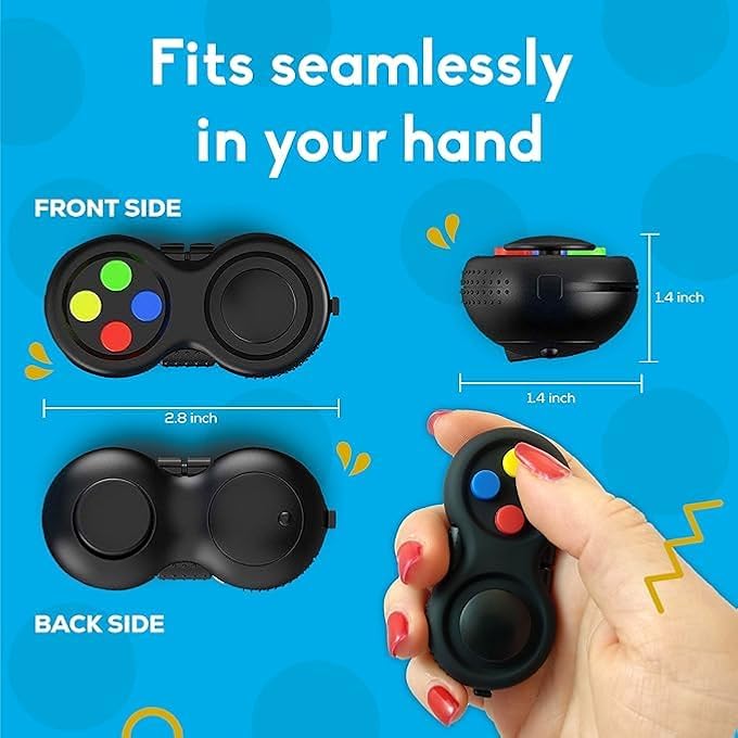 PILPOC (Black & Yellow) - Fidget Controller Pad Shank- Premium Quality Fidget Game Focus Toy, Smooth ABS Plastic with Exclusive Protective Case, Stress Relief Toy, for Add/ADHD (Black & Yellow) - Image 4