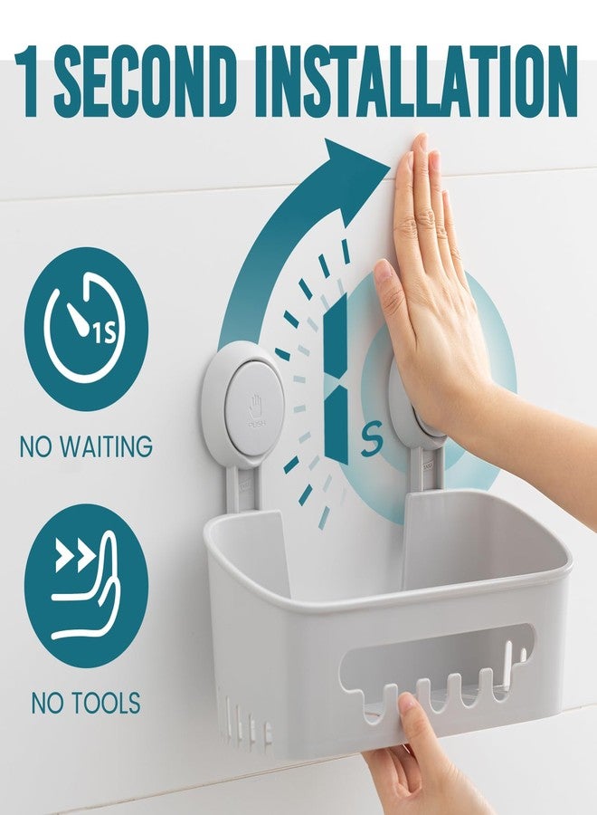 TAILI Shower Caddy Suction Cup 2 Pack, Heavy Duty Bathroom Organizer, Removable Shelves for Inside Shower, Shampoo, Waterproof Suction Plastic Storage for Bathroom Accessories Holder, Gray - Image 2