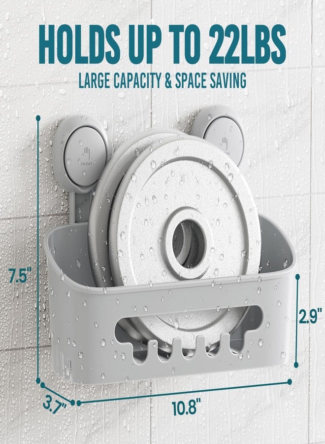 TAILI Shower Caddy Suction Cup 2 Pack, Heavy Duty Bathroom Organizer, Removable Shelves for Inside Shower, Shampoo, Waterproof Suction Plastic Storage for Bathroom Accessories Holder, Gray - Image 4