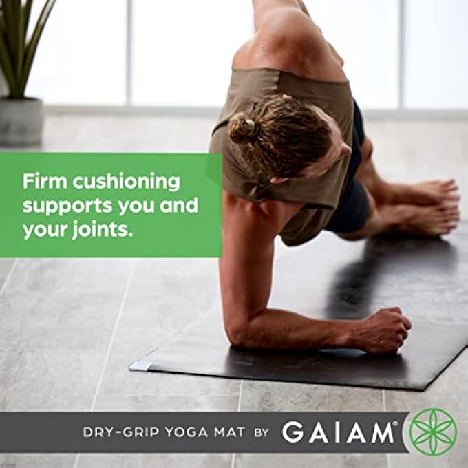 Gaiam Yoga Mat - Premium 5Mm Dry-Grip Thick Non Slip Exercise & Fitness Mat For Hot Yoga, Pilates & Floor Workouts (68" Or 78"L X 24" Or 26"W X 5Mm) - Image 4