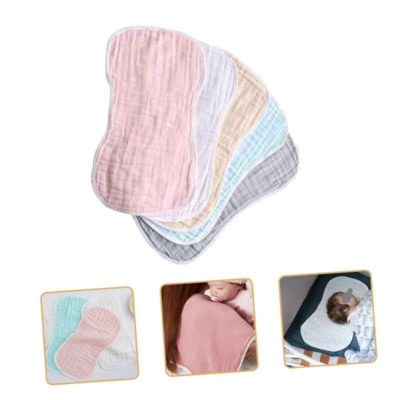 5 Pack Washable Burp Cloths Soft Breathable Shoulder Pads For Newborn Baby - Image 3