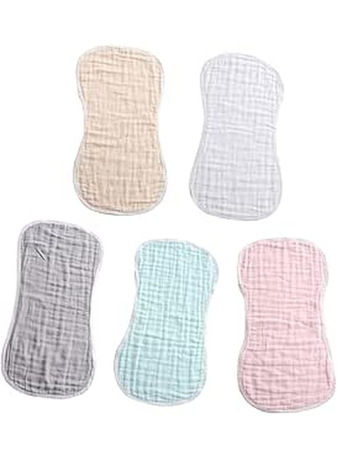 5 Pack Washable Burp Cloths Soft Breathable Shoulder Pads For Newborn Baby - Image 1