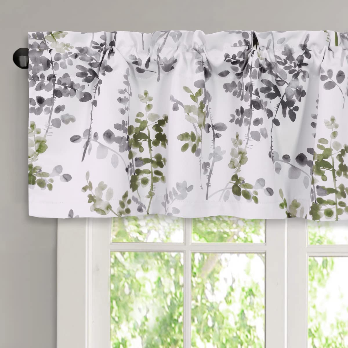 H.VERSAILTEX HVERSAILTEX Valance for Kitchen WindowsBathroomLiving RoomBedroom Blackout Window Valance Thermal Insulated Rod Pocket Valance Curtains 52 W x 18 L 2 Panels Floral Pattern in Grey and Sag