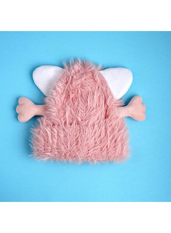 LITTLE SURPRISE BOX Pink Furry Monster 3D Style Winter Cap/Beanie For Kids