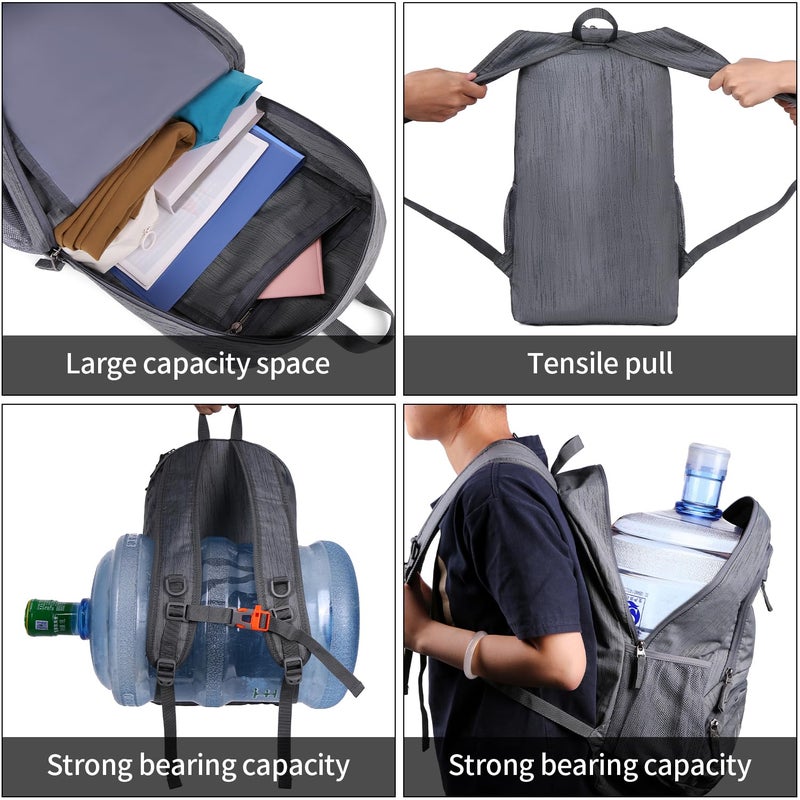 FENGDONG 35L Lightweight Foldable Waterproof Packable Travel Small Hiking Backpack Daypack for men women Dark Gray - Image 3