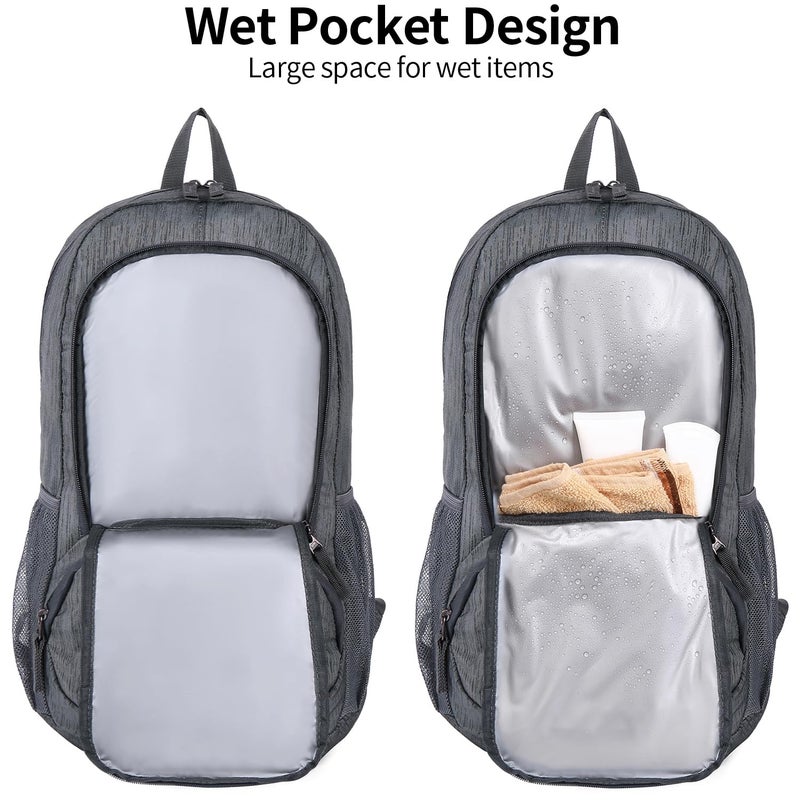 FENGDONG 35L Lightweight Foldable Waterproof Packable Travel Small Hiking Backpack Daypack for men women Dark Gray - Image 5