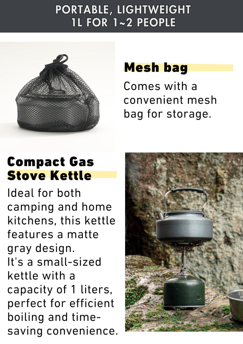 camping moon غلاية التخييم CAMPINGMOON سعة 1 لتر، وعاء قهوة وشاي محمول فائق الخفة S1000 - Image 5