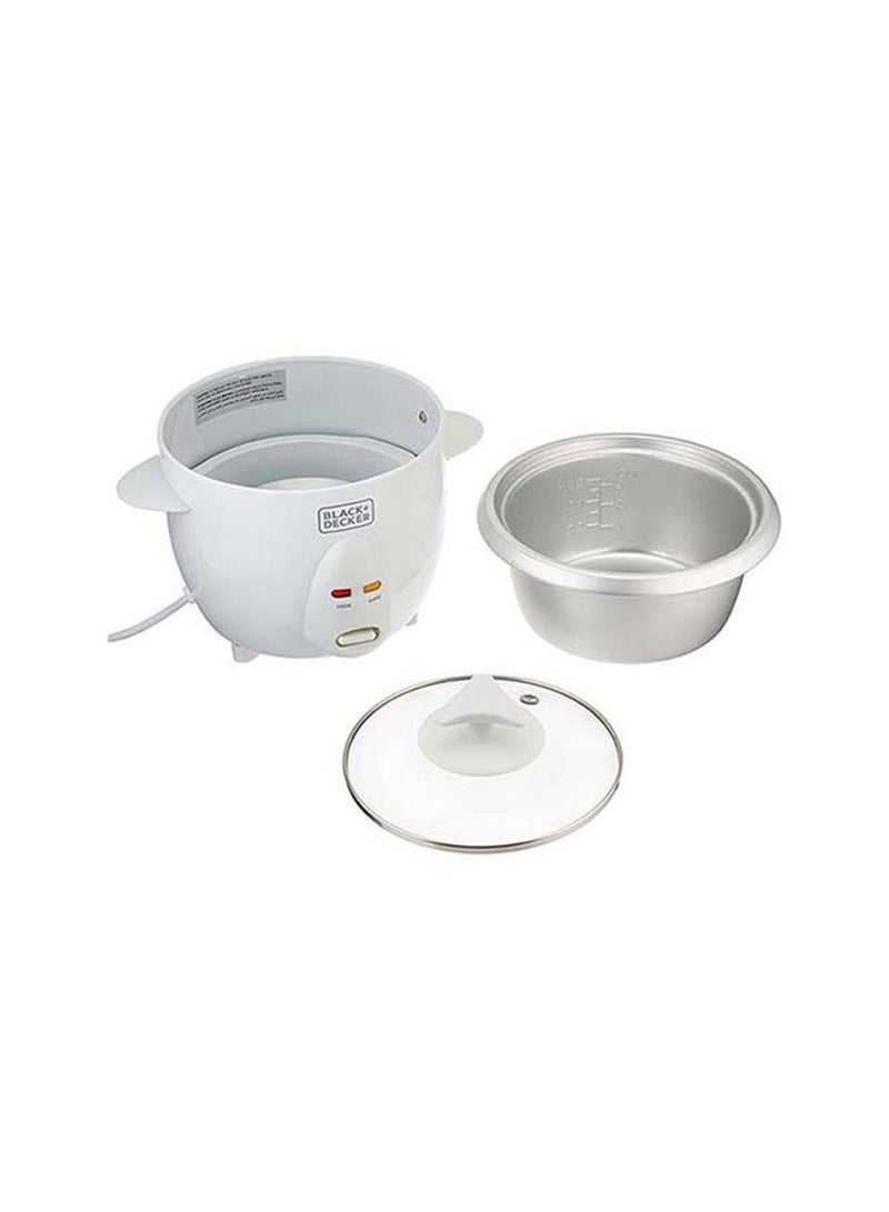 BLACK+DECKER Rice Cooker, Removable NonStick Aluminum Bowl, Steaming Tray, Water Level Indicator, Glass Lid with Cool Touch, Cook and Warm Functions, 220-240V, 0.6 L 350 W RC650-B5 White - Image 4