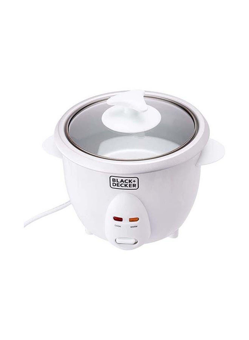 BLACK+DECKER Rice Cooker, Removable NonStick Aluminum Bowl, Steaming Tray, Water Level Indicator, Glass Lid with Cool Touch, Cook and Warm Functions, 220-240V, 0.6 L 350 W RC650-B5 White - Image 5
