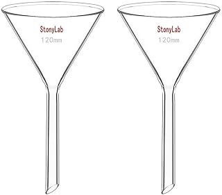 stonylab stonylab StonyLab 2-Pack Glass Heavy Wall Funnel Borosilicate Glass Funnel, Short Stem 120mm Diameter, 120mm Stem Length  - Image 1