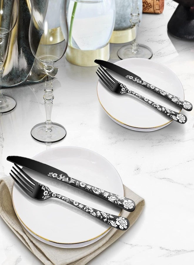 KESESU Silverware Set, KESESU 20 Pieces Stainless Steel Square Flatware Cutlery Set for 4, Modern Tableware Eating Utensils for Kitchen, Matte Finish, Dishwasher Safe – Rainbow (10, Black) - Image 5