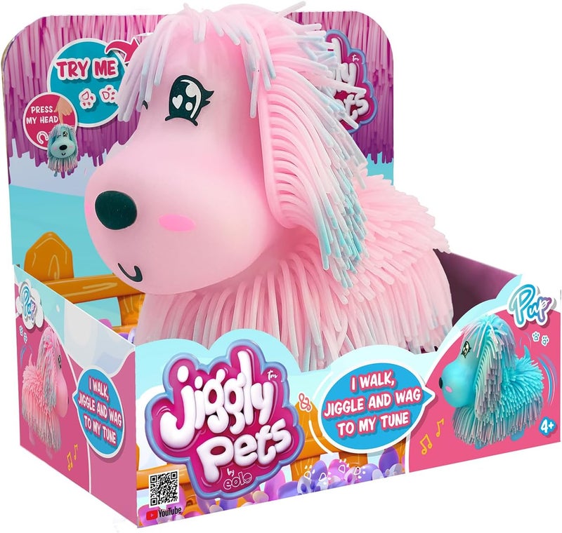 إيولو لعبة Eolo Jiggly Pets Pup تمشي وتصدر أصواتًا مع تعابير وجه لطيفة باللون الوردي - Image 1