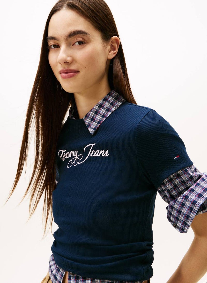 TOMMY JEANS Essential Logo Ribbed T-Shirt - Image 5