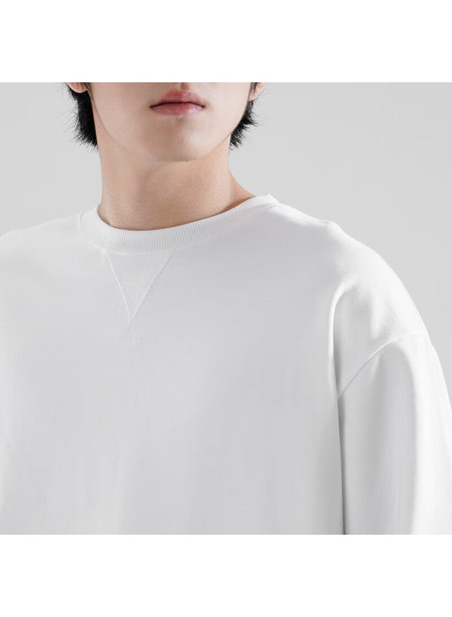 Markless رجالي ربيع كاجوال طوق دائري دافئ هودي داخلي 0434 Cloud White L - Image 1