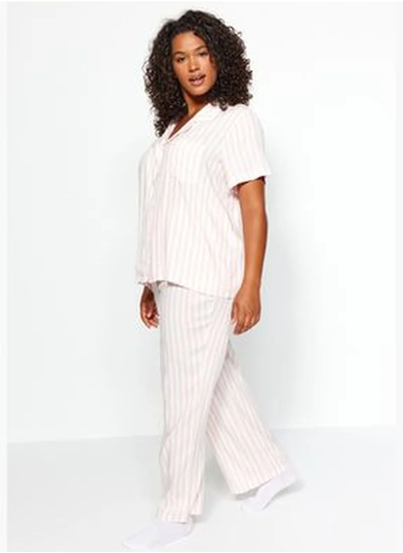 trendyol Pink Striped Woven Pajamas Set TBBAW24PT00000