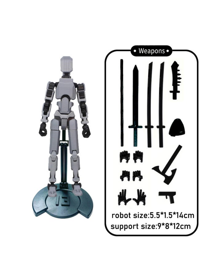 3rd Lucky DIY Doll 3D Printed Toy 13 Joints Movable Full Body Activity Stress Relief Toy Plastic Material From Guangdong-Color:Bracket Gray-black Joint Man  - Image 1