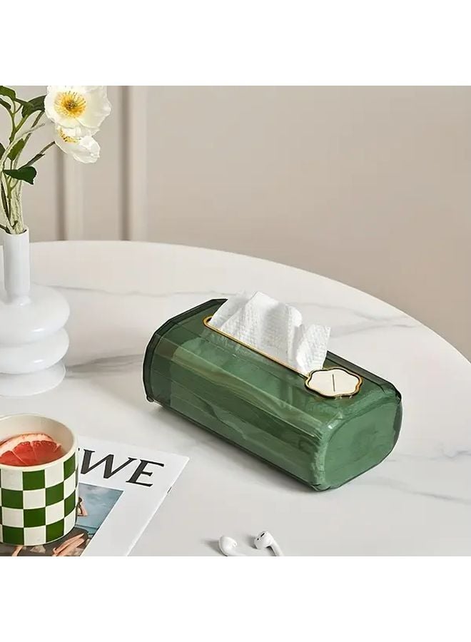 حامل علبة المناديل الأبيض الشفاف المثبت على الحائط مصنوع من البلاستيك المتين بتصميم لاصق يوفر المساحة - Image 5