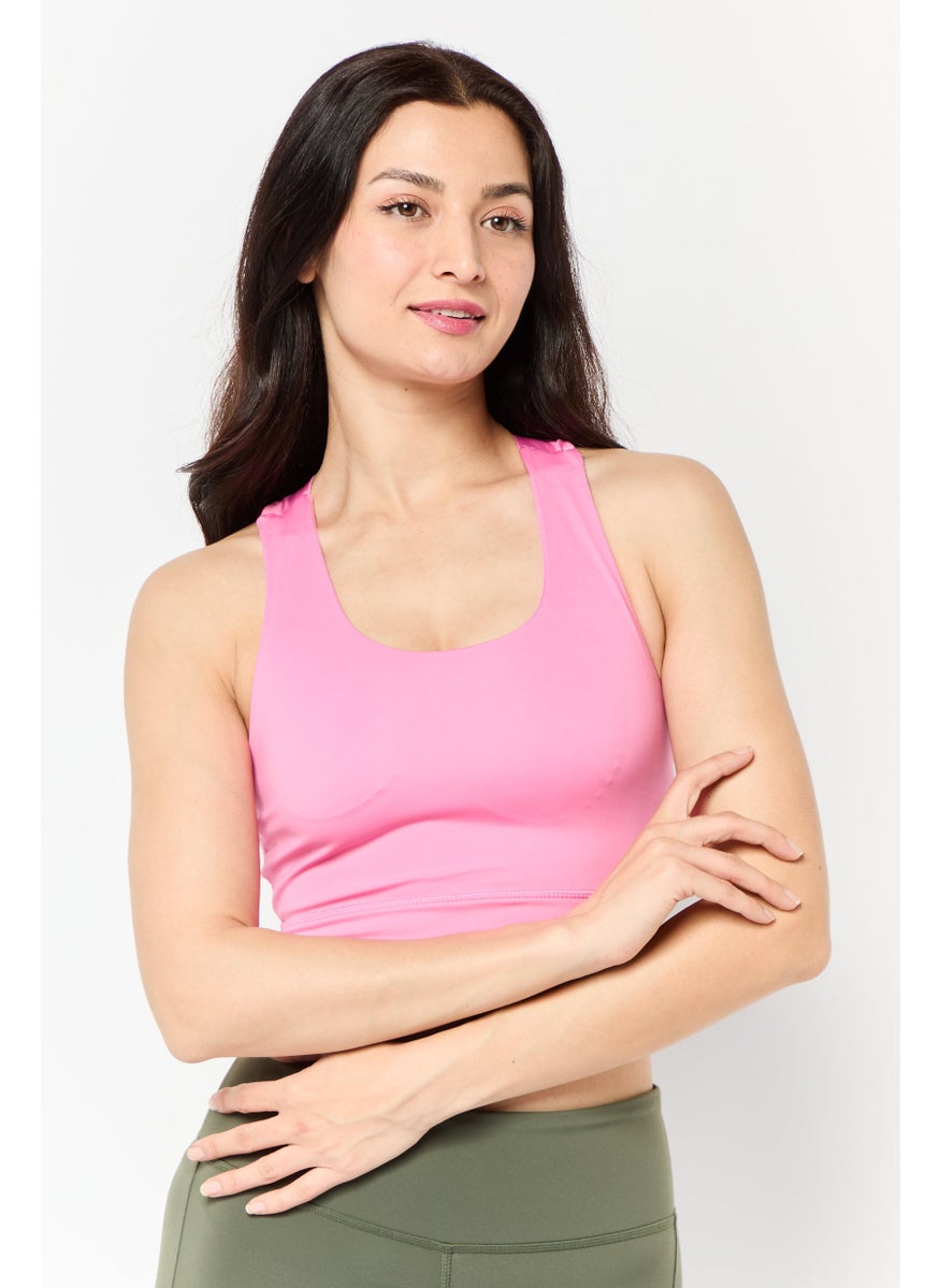 Cotton On Body Women Round Neck Sleeveless Plain Crop Tank Top, Pink  - Image 1