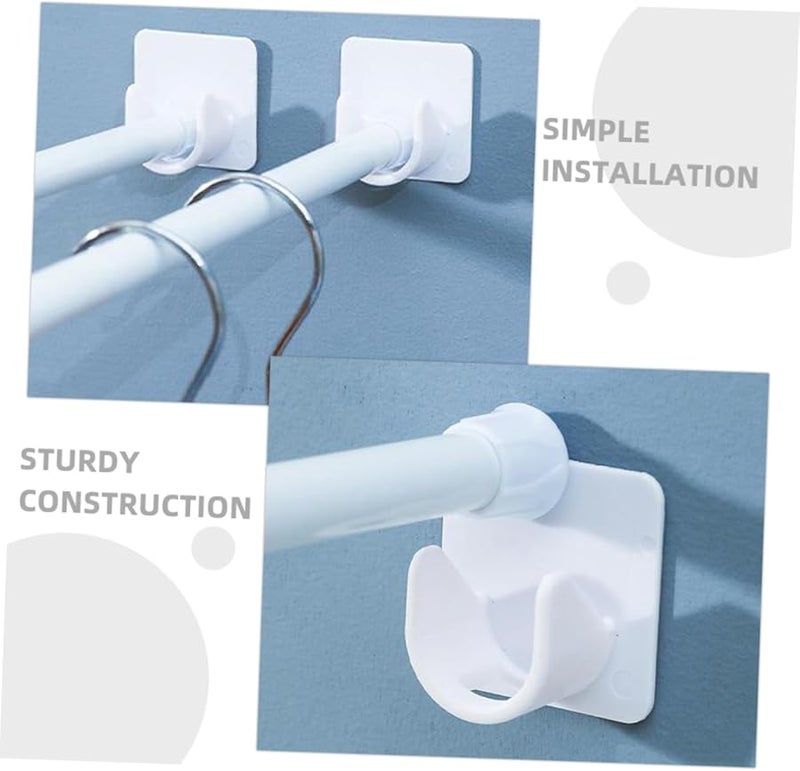 4Pcs Adhesive No Drill Curtain Rod Holders Ceiling Brackets For Shower Window Rods Easy Installation - Image 4