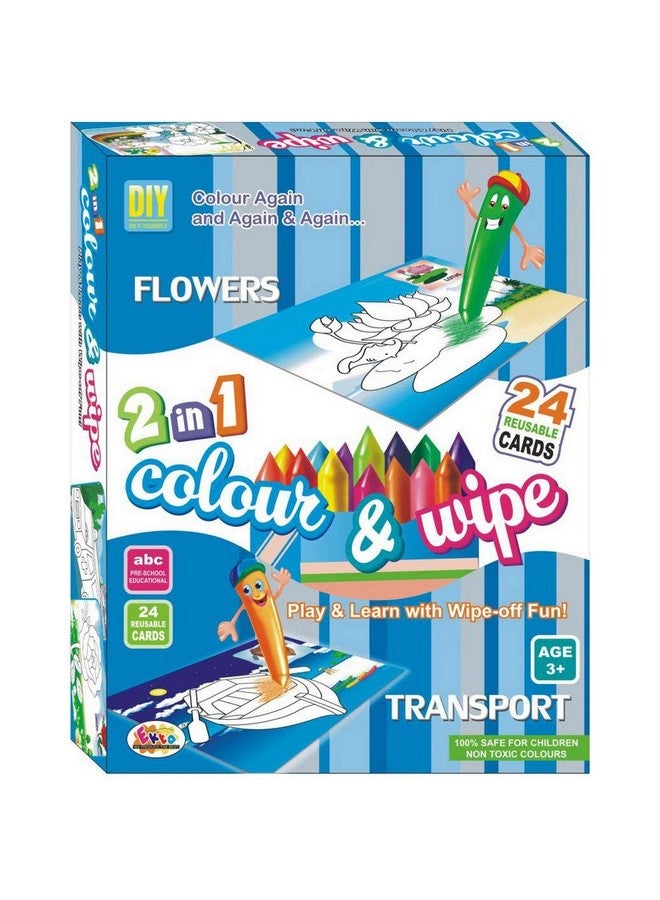 FunBlast Color & Wipe Kit - 24 Design Flower & Transport Reusable Cards, Preschool Coloring Kit for 3+ Years Toddlers/Kids (Multicolor) - Image 5