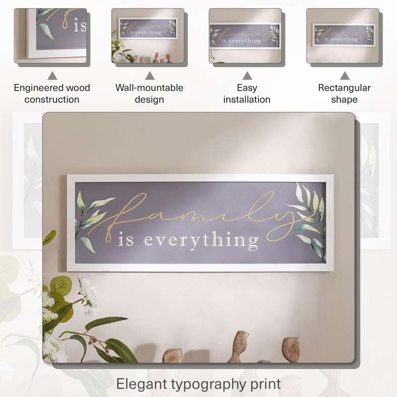 Pan Home Family Wall Art 62.8x23.2cm - White - 191AIC9903949 - Image 4