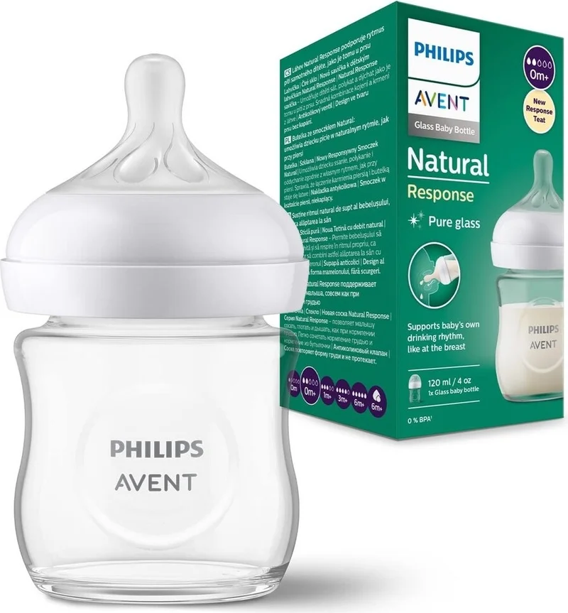 Philips Avent Natural Response Glass Baby Bottle 0 Month+120ml SCY930/01