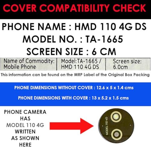 ZAOMA Premium Back Case TPU Cover Compatible for HMD 110 4G DS - Model NO. : TA-1665 Keypad Mobile Feature Phone Rugged Case (HMD1104G_RUGBLK) - Image 5