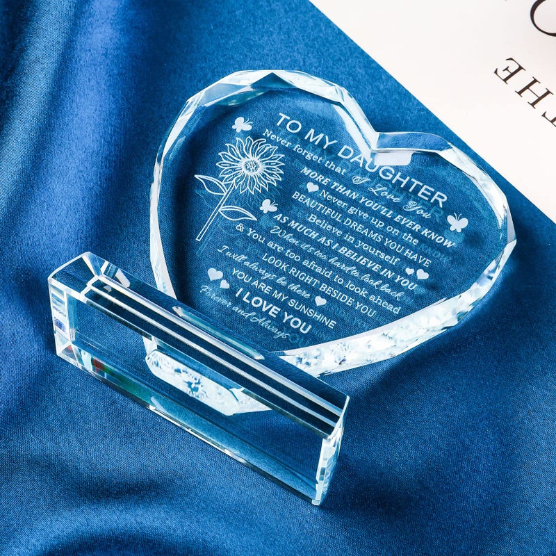 Movdyka Birthday Gifts for Daughter Adult from Mom  Heart-Shaped Glass Keepsake to My Daughter  You are My Sunshine Grown Gifts for Daughter on Christmas Graduation Thanksgiving Day - Image 2