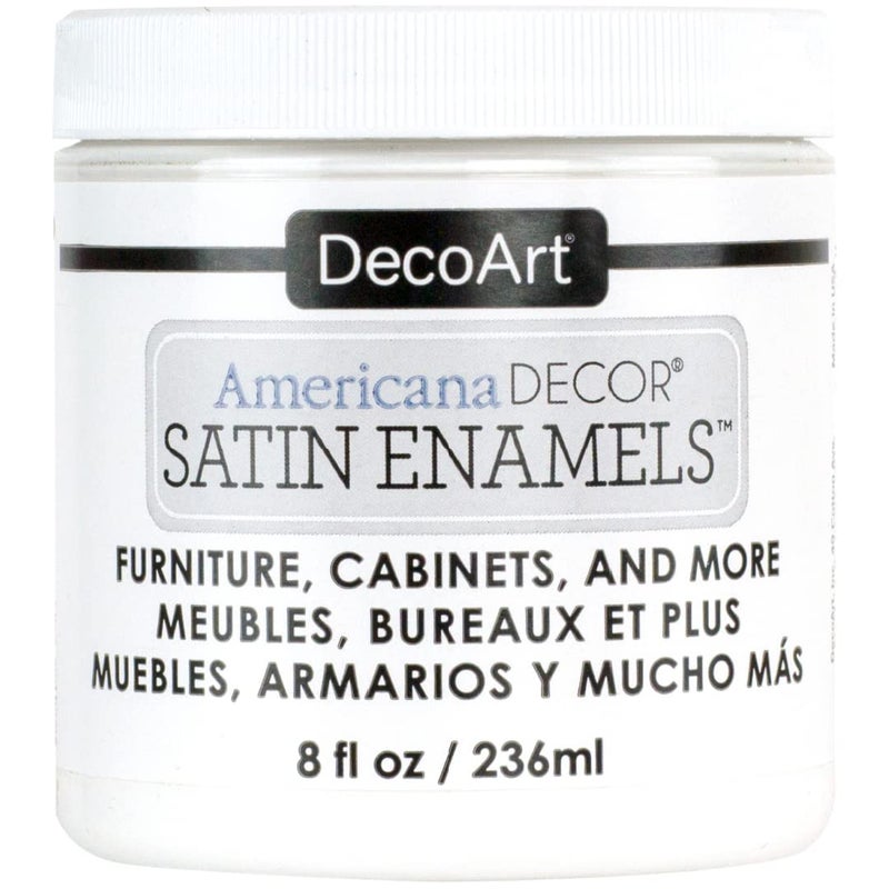 DecoArt Deco Art Americana Dcor Satin Enamels Bottle Paint Acrylic Pure White 7 x 7 x 8 cm 236 ml Pack of 1