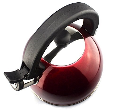 MAGEFESA Sabal Stainless Steel Whistling Red Tea Kettle, 2.1 Qts, smooth and clean pouring system, ergonomic handle, Removable Lid for Easy Cleaning Teapot - Image 4