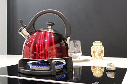 MAGEFESA Sabal Stainless Steel Whistling Red Tea Kettle, 2.1 Qts, smooth and clean pouring system, ergonomic handle, Removable Lid for Easy Cleaning Teapot - Image 2