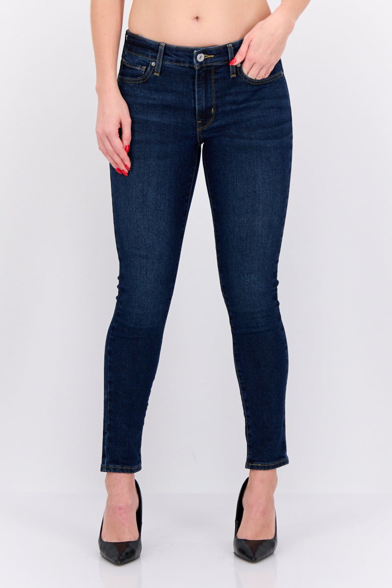 Levi's جينز ضيق للنساء، غسلة داكنة، قابل للتمدد، أزرق - Image 1