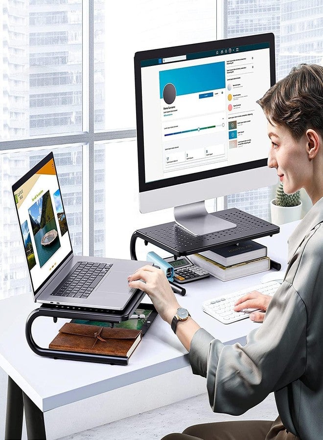 HUANUO Monitor Riser for Desk, Desk Organizer,Laptop Shelf w/Vented for Screen, Computer Stand for PC, Printer, for Home & Office - Image 5