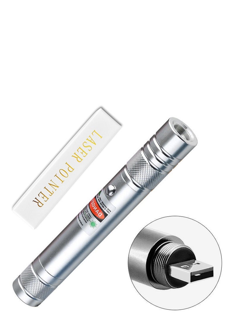 LED مؤشر ليزر أخضر عالي الطاقة فضي بعد الشحن للاستخدام اليومي والهدايا والاستخدام الخارجي - Image 1
