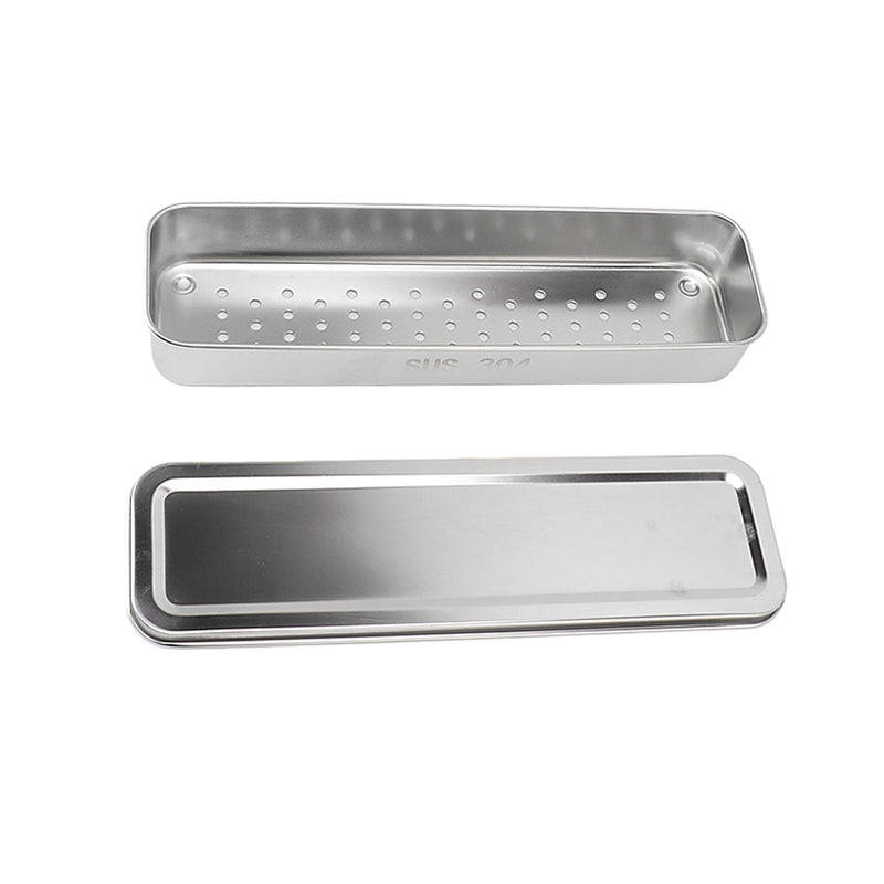 Stainless Steel Cutlery Tray Holder Kitchen Chopstick Spoon Fork Storage Box with Lid Drainer Natural Color - Image 4