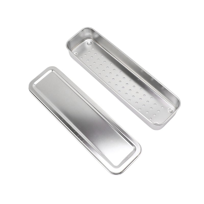 Stainless Steel Cutlery Tray Holder Kitchen Chopstick Spoon Fork Storage Box with Lid Drainer Natural Color - Image 5