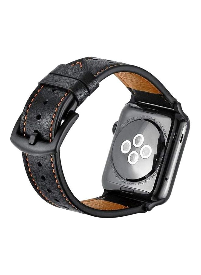 Replacement Leather Band For Apple Watch Series 1/2/3/4 44mm Black