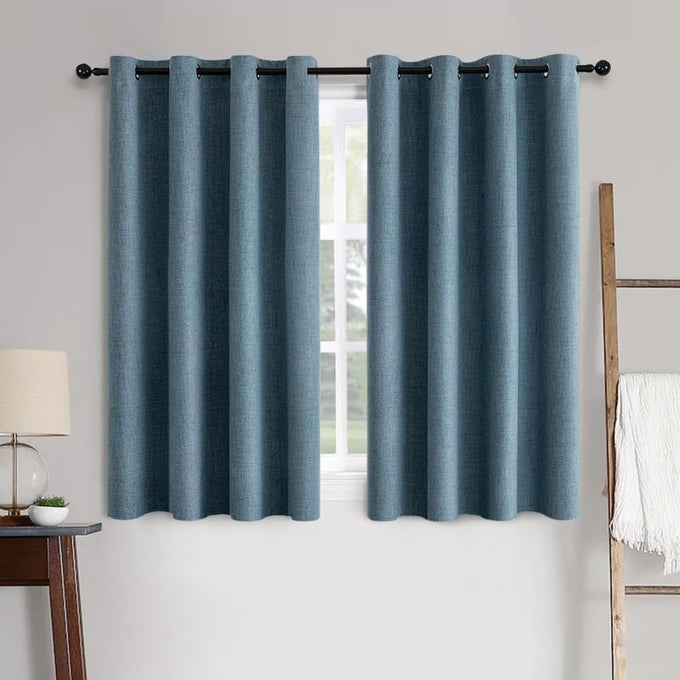 MIULEE LINEN TEXTURE CURTAINS FOR BEDROOM SOLID 100 BLACKOUT THERMAL INSULATED DUSTY BLUE CURTAINS GROMMET ROOM DARKENING CURTAINSDRAPERIES LUXURY DECOR FOR LIVING ROOM NURSERY 52X63 INCH 2 PANELS
